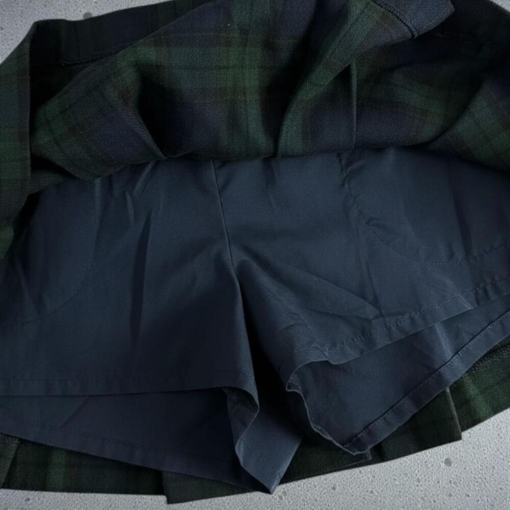 Hollister Plaid Pleated Mini Skort Dark Academia Black Watch Schoolgirl Medium - Picture 5 of 7